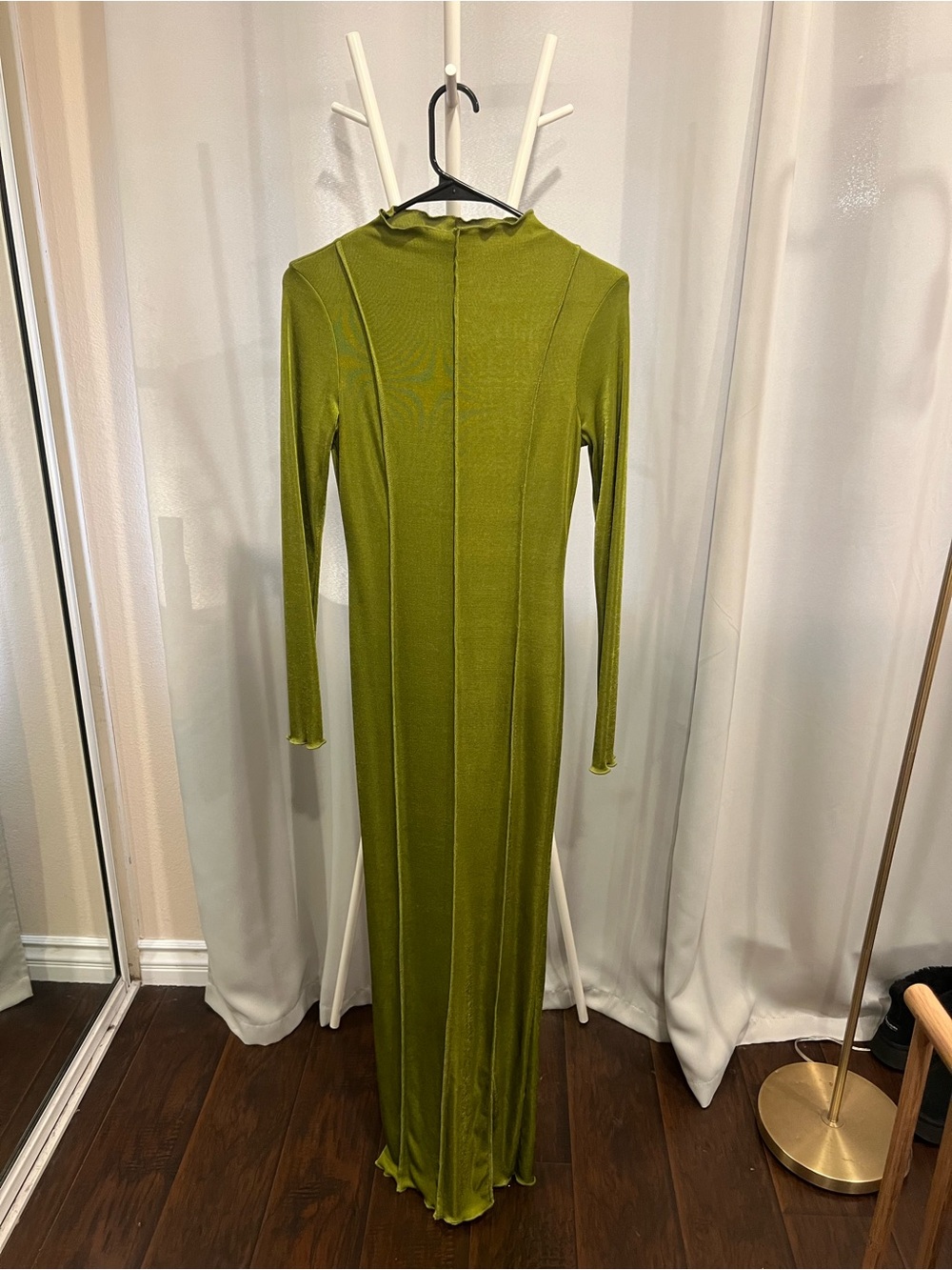 Fashion Nova Olive Green Long Sleeve Maxi Dress